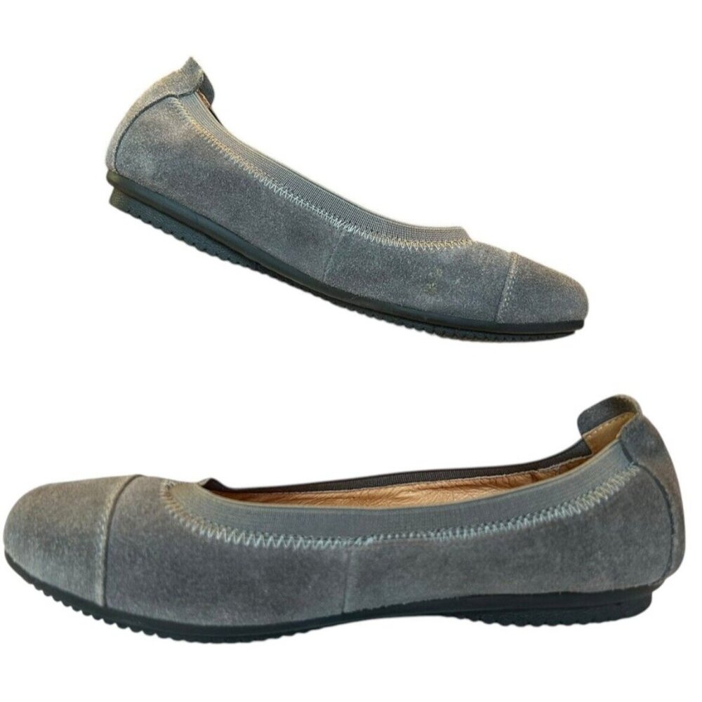 Josef Seibel Pippa Gray Suede Leather Cap Toe Ballet Flats Women EUR 36 US 5-5.5